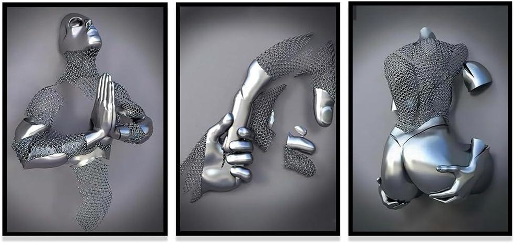 3D Wanddecoratie, metalen sculptuur, romantisch paar, 3 Productafbeelding 