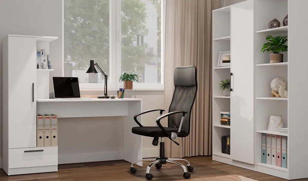 Bureau blanc design moderne et robuste pour ranger votre informatique