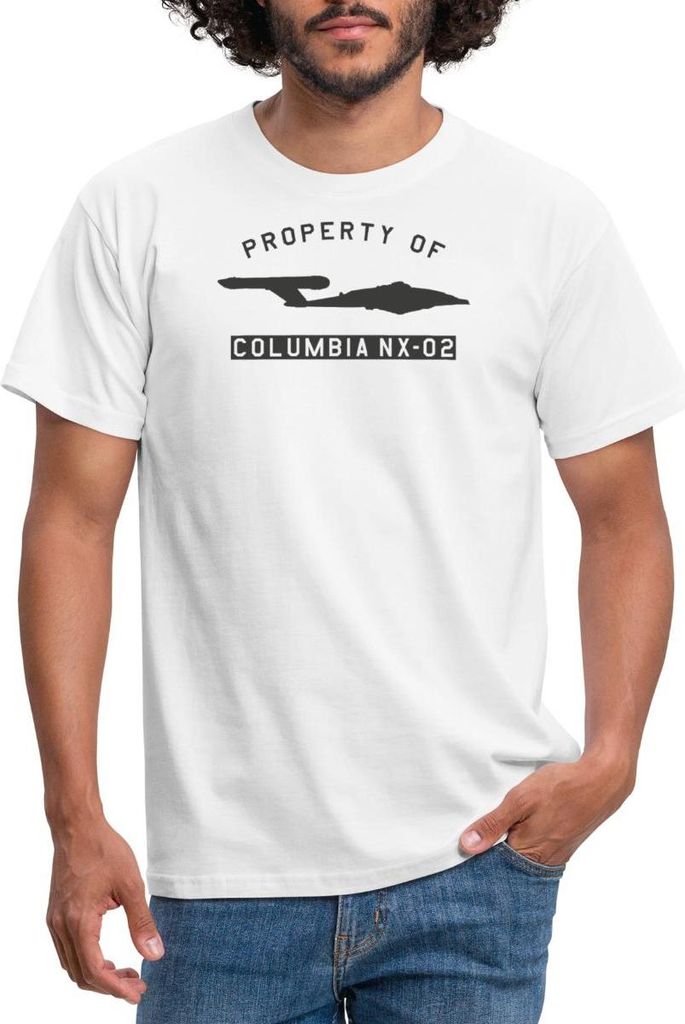 Spreadshirt Star Trek Enterprise Property Of Columbia NX-02 Männer T-Shirt, M, Weiß