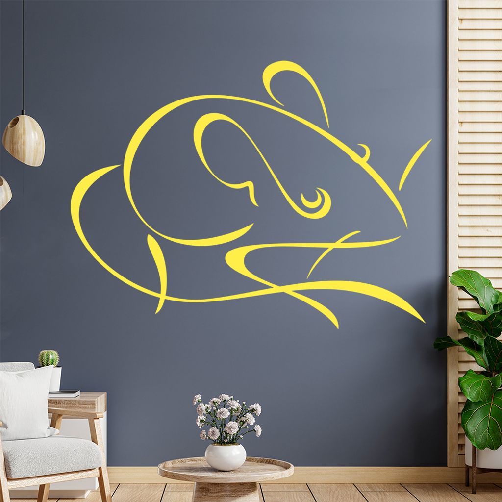 Maus Linien Wandtattoo in 6 Größen - Wandaufkleber Wall Sticker - Dekoration, Küche, Wohnzimmer, Schlafzimmer, Badezimmer