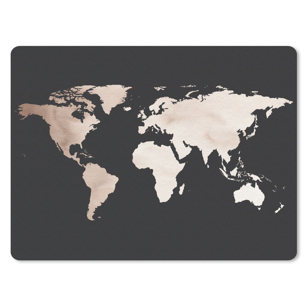 MuchoWow Mauspad Mousepad Weltkarte - Schwarz und weiß 23x19 cm - Mousepads - Maus Mat - Pad - Mausunterlage - Schreibtischunterlage - Mauspad