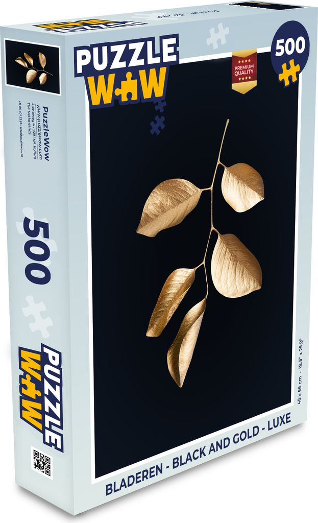 MuchoWow Puzzle 500 Teile Blätter - Schwarz und Gold - Luxus - Denken - Spiel - Toy