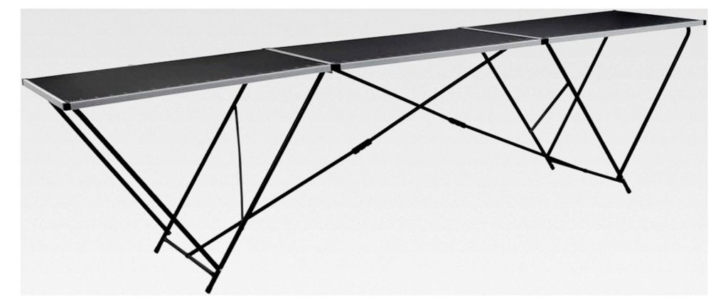 Klappbarer Tapeziertisch, Multifunktionstisch aus MDF und Aluminium 300×60×78 cm mit W-förmigen Stahlbeinen, faltbar für Tapezieren, Marktstand...