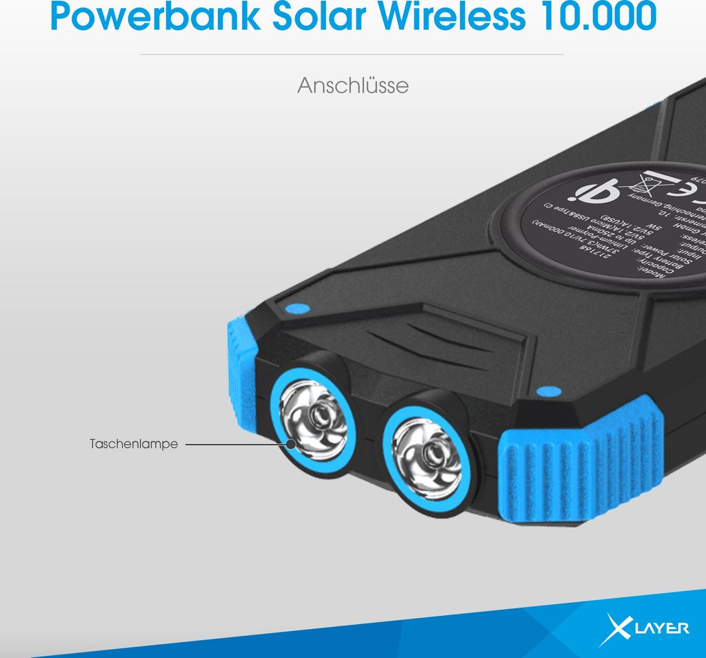 Xlayer Wireless Solar Power Bank I 10000mAh I Camping I Produktbild 6