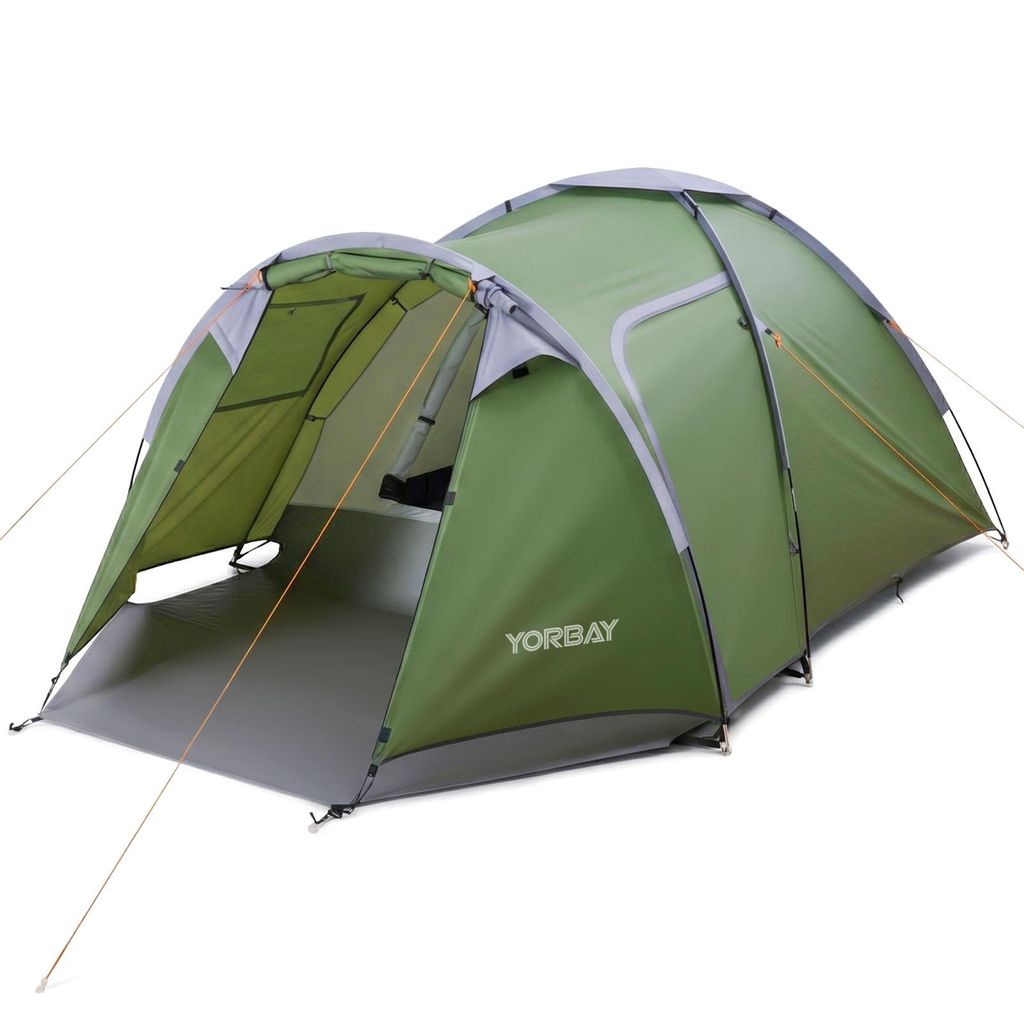 Yorbay Campingzelt mit Vorraum für 3-4 Personen,Leichtes Tunnelzelt (wasserdichtes Zelt mit UV-Schutz 50), für Camping, Reisen, Trekking, Garten,