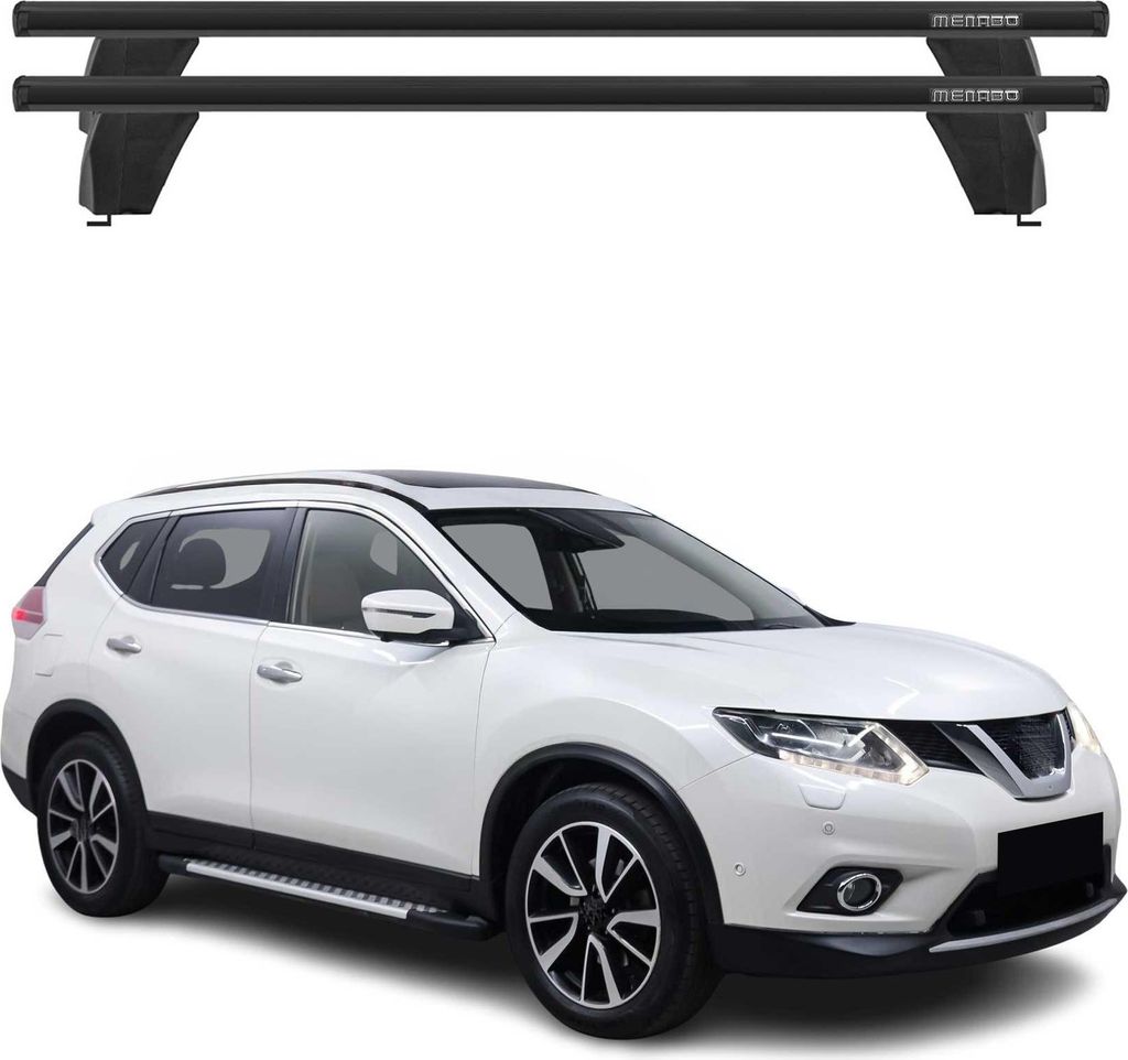 Menabo Dachträger für Nissan X-Trail T32 2014-2017 Pre-FL 75kg Alu Schwarz 2x