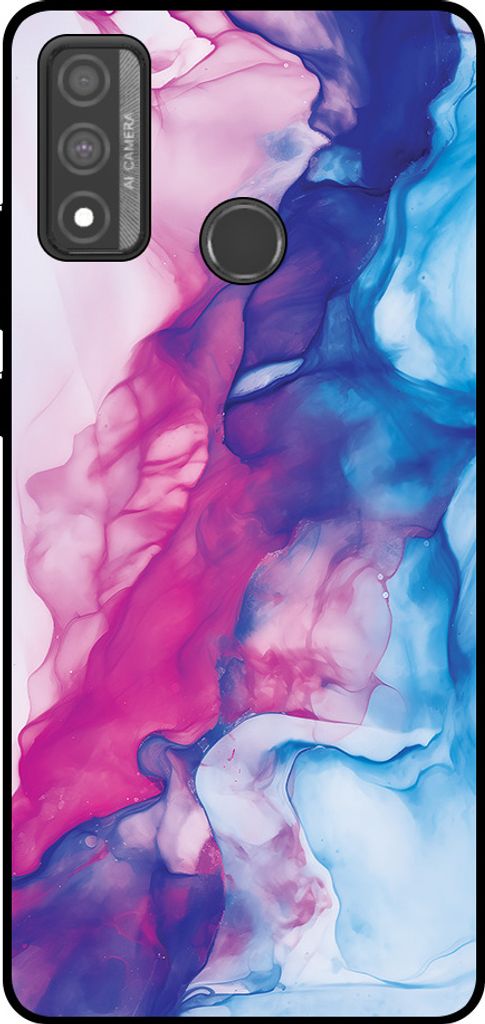 Smartphonica Telefon Fall fit für Huawei P Smart (2020) mit rosa blau Marmor Print - TPU Backcover Fall Rose blau Marmor Design