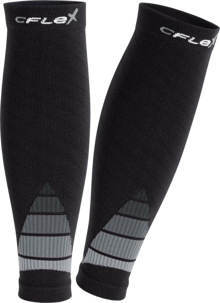 CFLEX Herren & Damen Sport Kompressions Stulpen (1 Paar) Wadenbandage - Schwarz-Grau L-XL