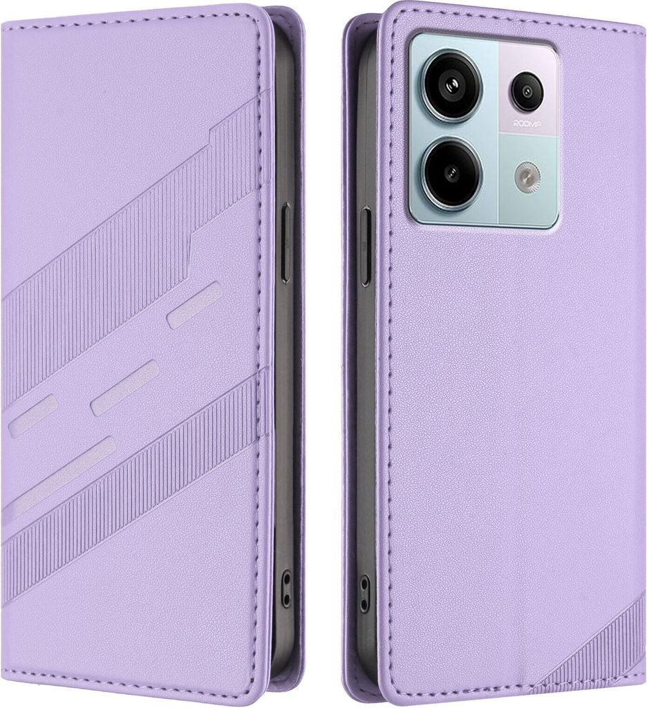 Hülle für Xiaomi Redmi Note 13 Pro 5G/Poco X6, Kunstleder Brieftaschen Handyhülle mit Kartenfach und Standfunktion Violett