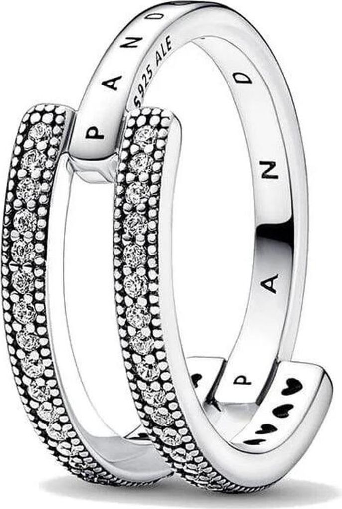 Damenring Pandora SIGNATURE LOGO & PAVE DOUBLE BAND - RING - SIZE 52