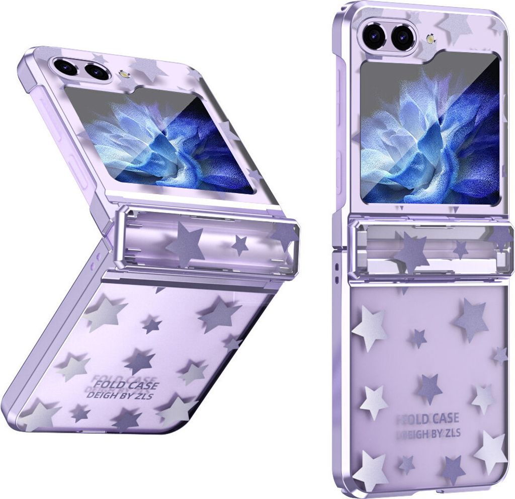 Hülle für Samsung Galaxy Z Flip 6 / Z Flip 7 FE Sterne Überzug Transparent Schutzhülle mit Scharnierschutz Lila