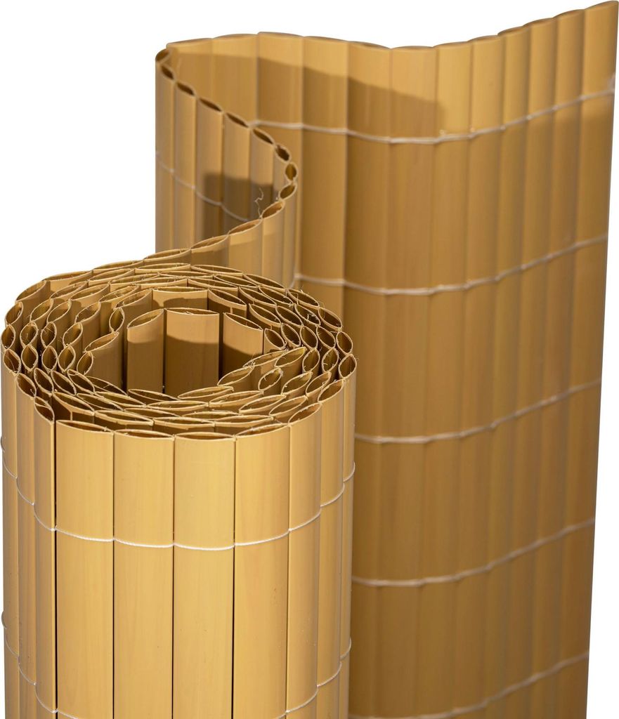 Jarolift Premium PVC Sichtschutzmatte, 140 x 500 cm, bambus , wetterfest, UV-beständig & robust für Balkon, Terrasse und Garten