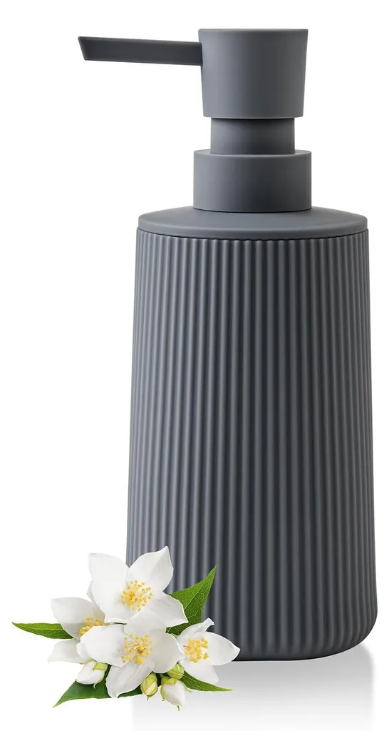 Distributeur de savon pour salle de bain et cuisine gris compact 15cm