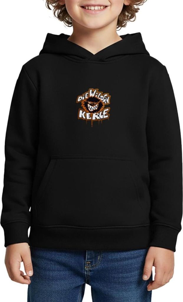 Spreadshirt Die Wilden Kerle Logo Tropfen Graffiti Kinder Premium Hoodie, 146/152 (10 Jahre), Schwarz