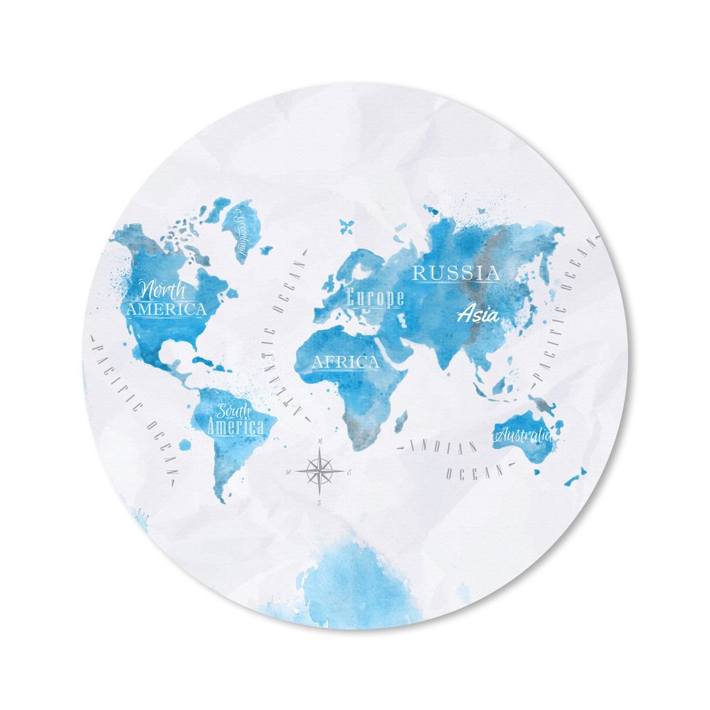 MuchoWow Mauspad Mousepad Aquarell - Weltkarte - Blau 40x40 cm - Mousepads - Maus Mat - Pad - Mausunterlage - Schreibtisch Accessoires