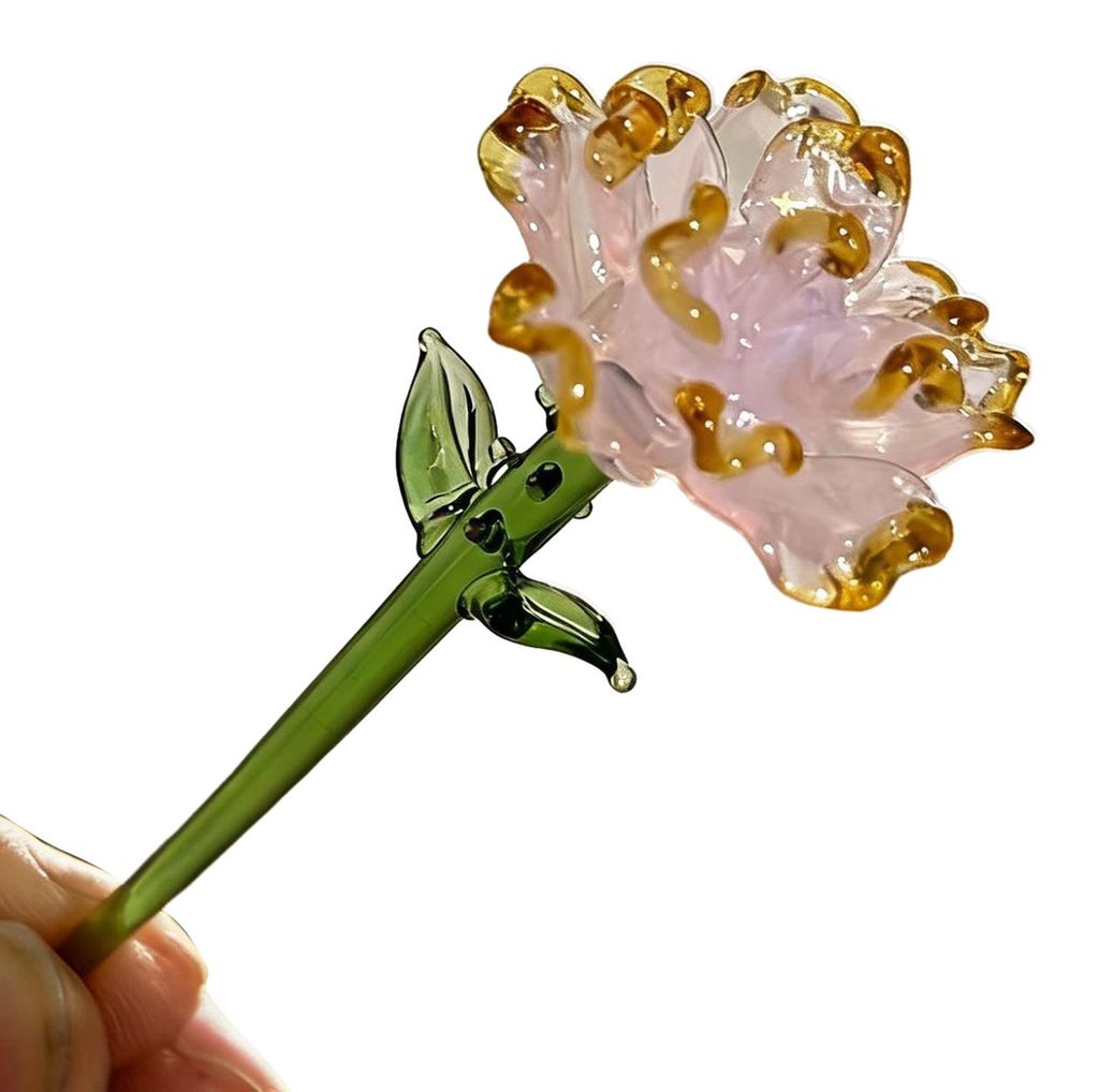 Mini-Glasblumenfigur, handgefertigt, transparenter Blumenstrauß aus Kunstkristall, Sammlerstück, mundgeblasen, Tischdekoration für Muttertag, Ge...