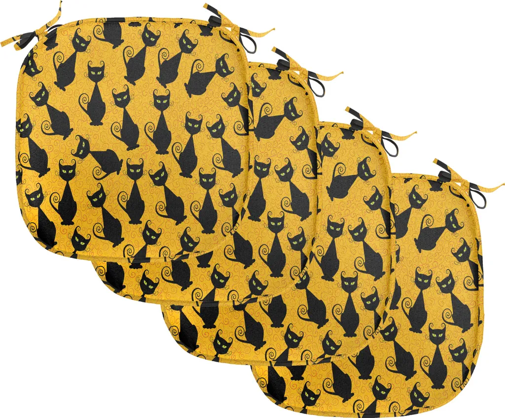 Coussins de chaise pour salle à manger vintage lot de 4 chats noirs