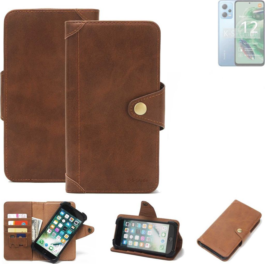 K-S-Trade Handyhülle kompatibel mit Xiaomi Redmi Note 12 5G Schutz Hülle Walletcase Bookstyle Tasche Case Handytasche Wallet Flipcase Cover Polyu...
