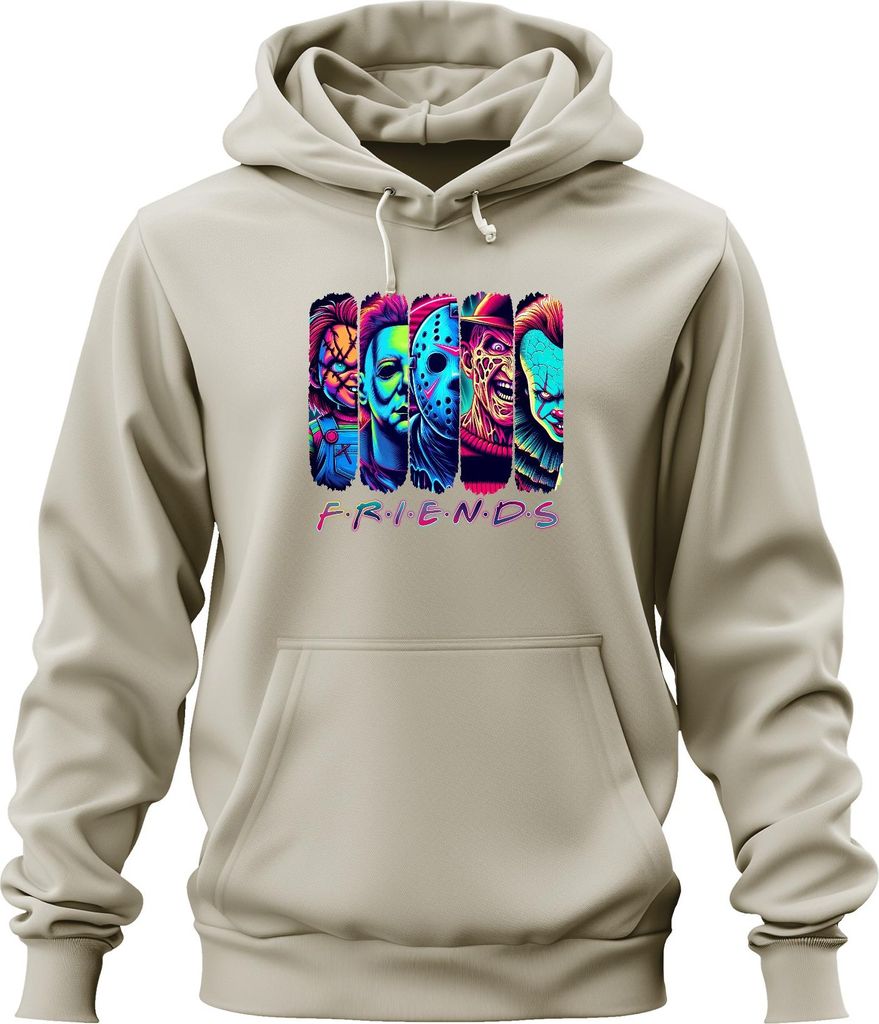 Horror Friends Neon Chucky Michael Myers Jason Freddy Pennywise Uni Hoodie Kapuzenpullover, Natur, M