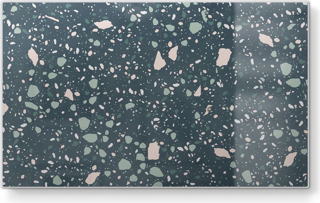 DEQORI Frühstücksbrett Glas 23x14 cm 'Grüner Terrazzo' Schneidebrett Schneideplatte