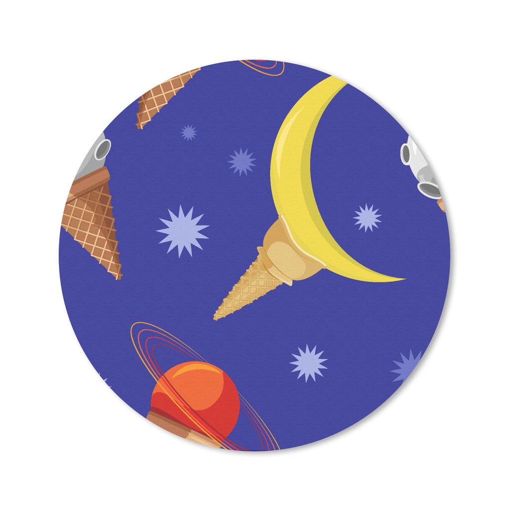 MuchoWow Mauspad Mousepad Planeten - Eiswaffeln - Muster 40x40 cm - Mousepads - Maus Mat - Pad - Mausunterlage - Schreibtisch Accessoires