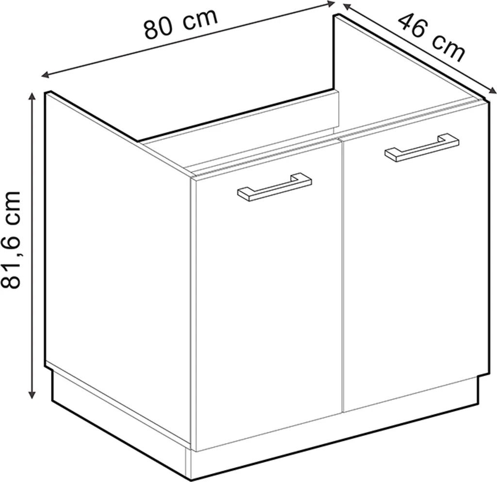 Base Lavello 80cm Vicco R-Line Antracite - Design Country Moderno - 2