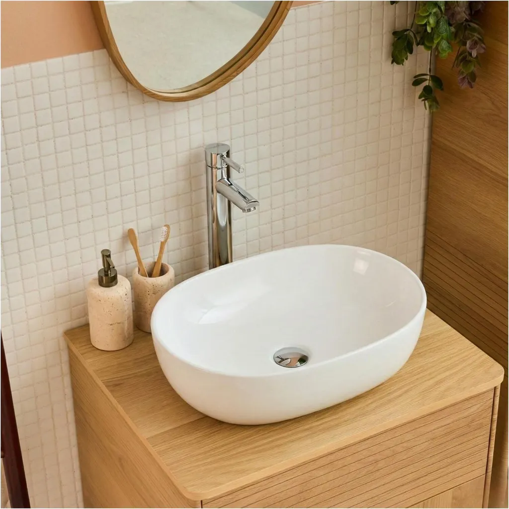 Lavabo Appoggio PIA 49x35,5 Vetroceramica - Lavandino Bagno Alta Qualità