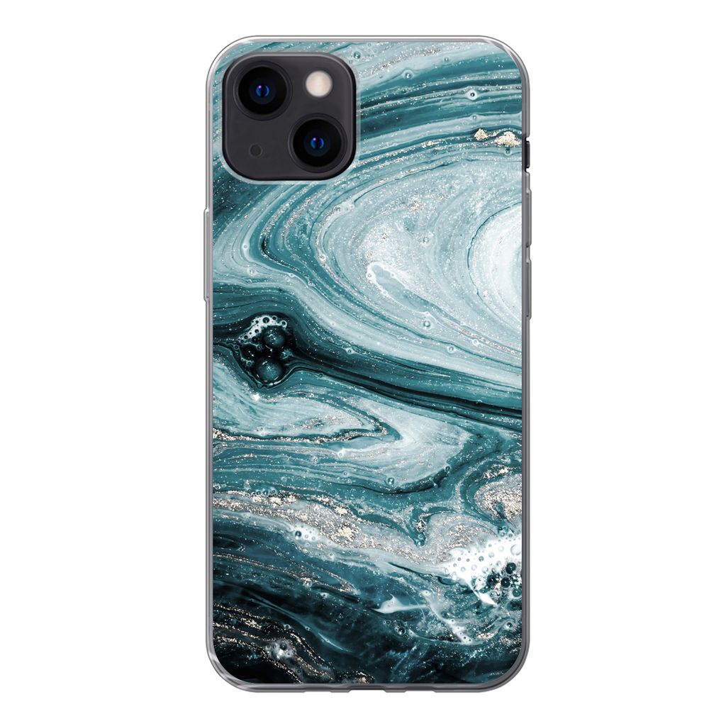 MuchoWow Handyhülle Schutzhülle Hülle für iPhone 13 Marmor - Mineralien - Naturstein Silikon Softcase Handy Hülle - Karteninhaber