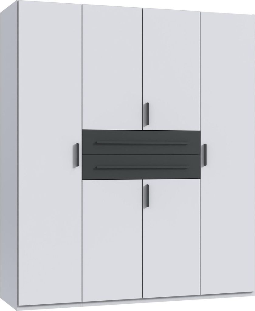 Drehtürenschrank >DIGIT< in WEISS + SCHWARZ - 180x208x58cm (BxHxT)