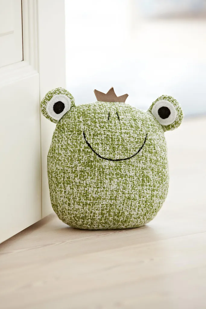 Bloque-porte grenouille verte 18,5 cm - Tissu doux et rembourrage dense