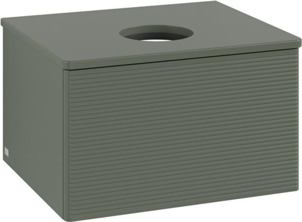 V&B Waschtischunterschrank mit Frontstruktur -Beleuchtung Antao 60x36x50cm, WBP Lac, lea gre. m Lac