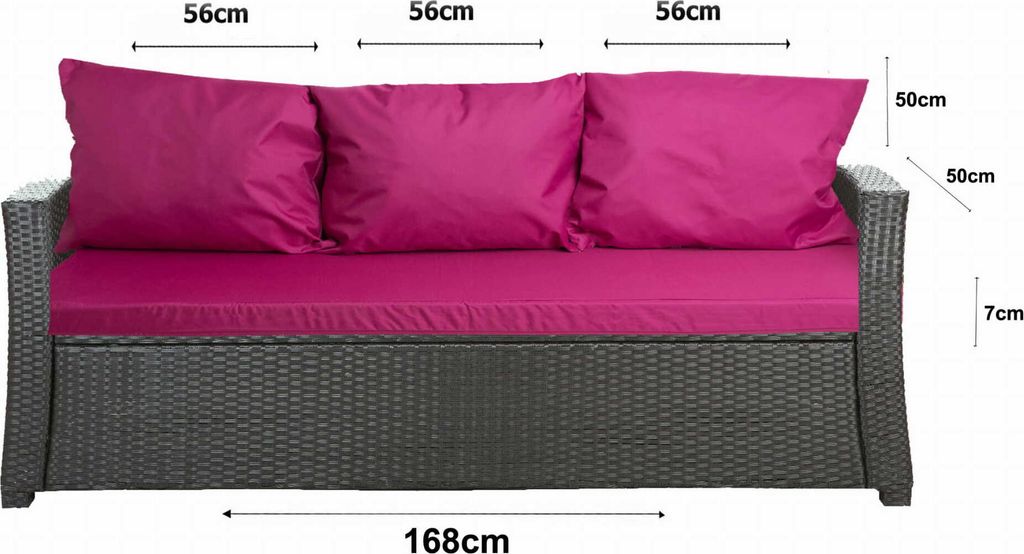 Poduszka na sofę rattanową różowa | siedzisko 168x50x7 + Zdjęcie produktu 2