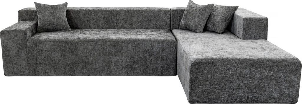 Ecksofa aus strukturiertem Stoff "Tessaro" – 4-Sitzer – Grau