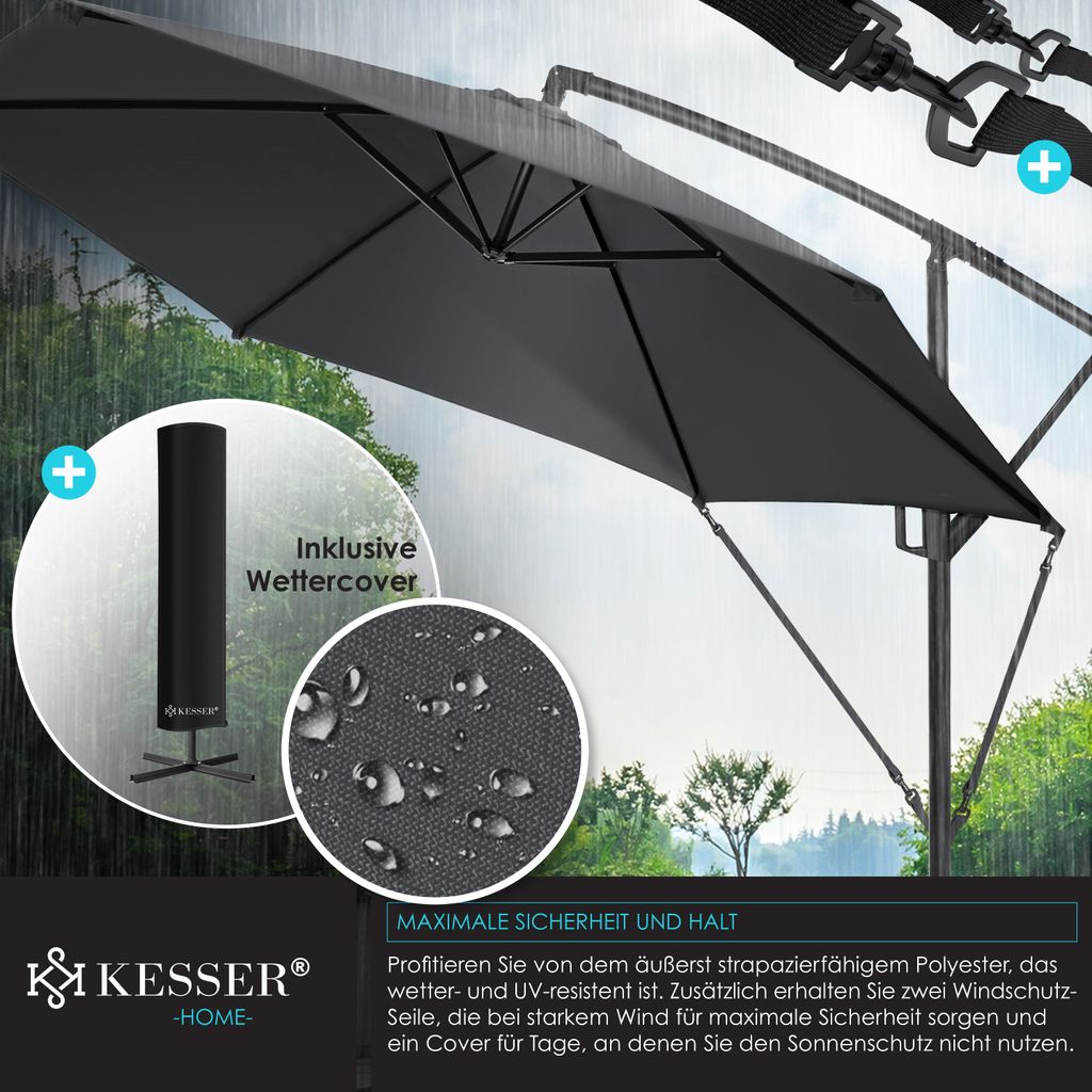 KESSER® Alu Ampelschirm Sonnenschirm + Abdeckung Ø300 cm / Produktbild 7