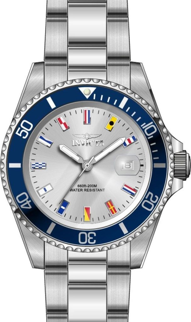 Invicta Pro Diver 49885 Herrenarmbanduhr - Quartz Bewegung - Edelstahl mit Silbernem Zifferblatt - 40 mm
