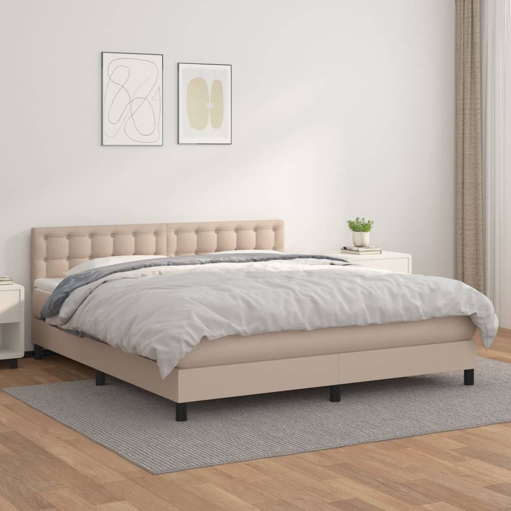 "2026 Promotion" Boxspringbett Matratze Cappuccino-Braun 160x200 cm - Kunstleder - Polsterbett CC8413