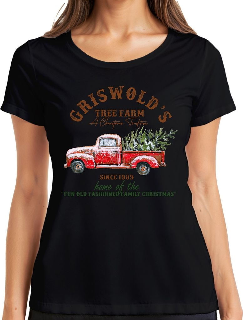 Griswold's Tree Farm orange Clark - Weihnachten Christmas Xmas Damen T-Shirt, Schwarz, L