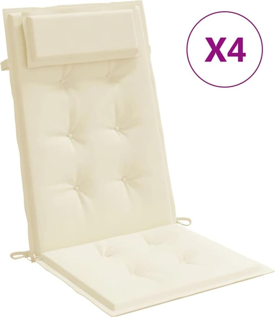 vidaXL Hochlehner-Auflagen 4 Stk. Creme Oxford-Gewebe