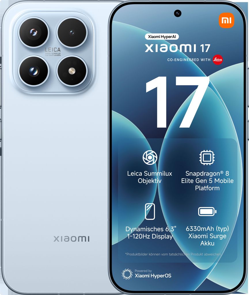Xiaomi 17 5G 12+512 GB w kolorze lodowoniebieskim Zdjęcie produktu 