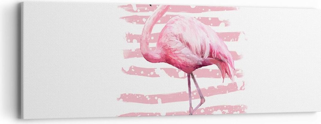 Bild auf Leinwand - Leinwandbild - Flamingo Vogel Wasser - 90x30cm - Wand Bild - Wanddeko - Leinwanddruck - Bilder - Kunstdruck - Wanddekoration - ...