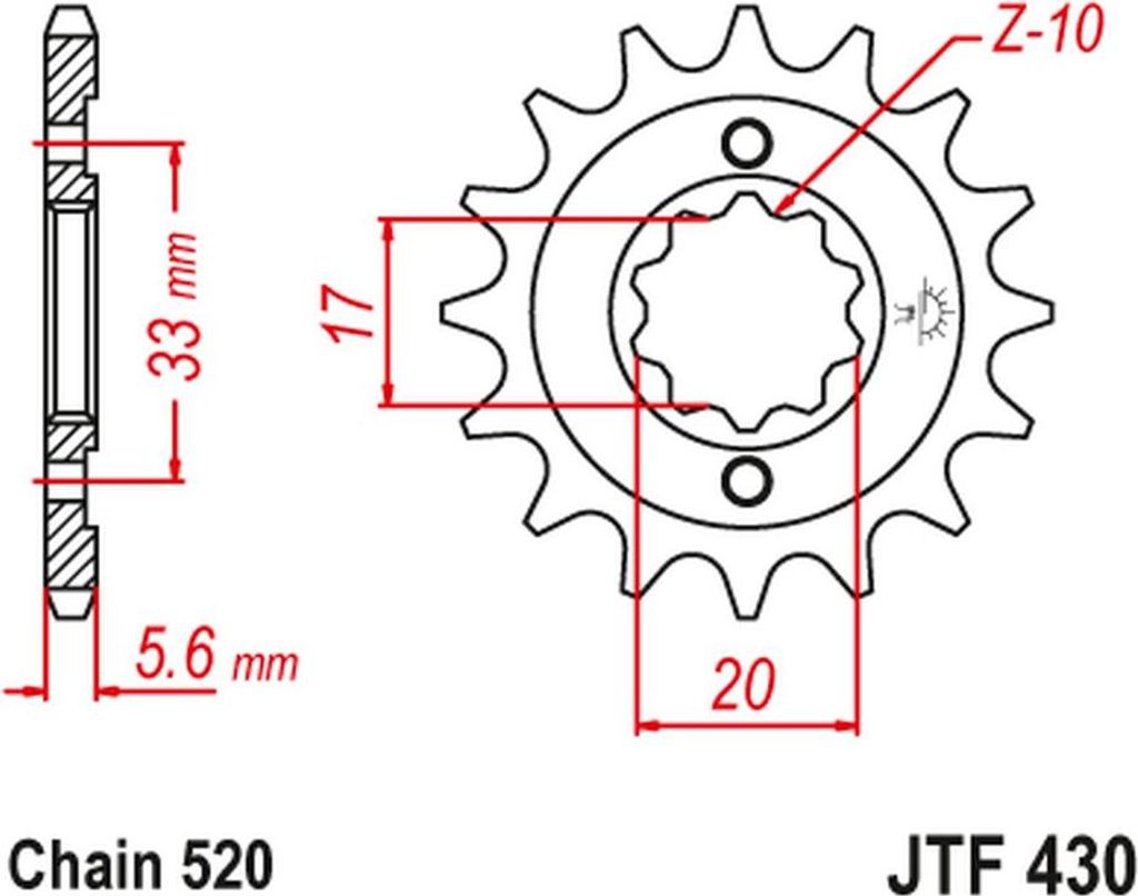 Jt Vorderes Ritzel 430 12 Für Kawasaki Kxf 250 '04-'05, Suzuki Rmz 250 '04-'05 (43012Jt) (Kette 520)