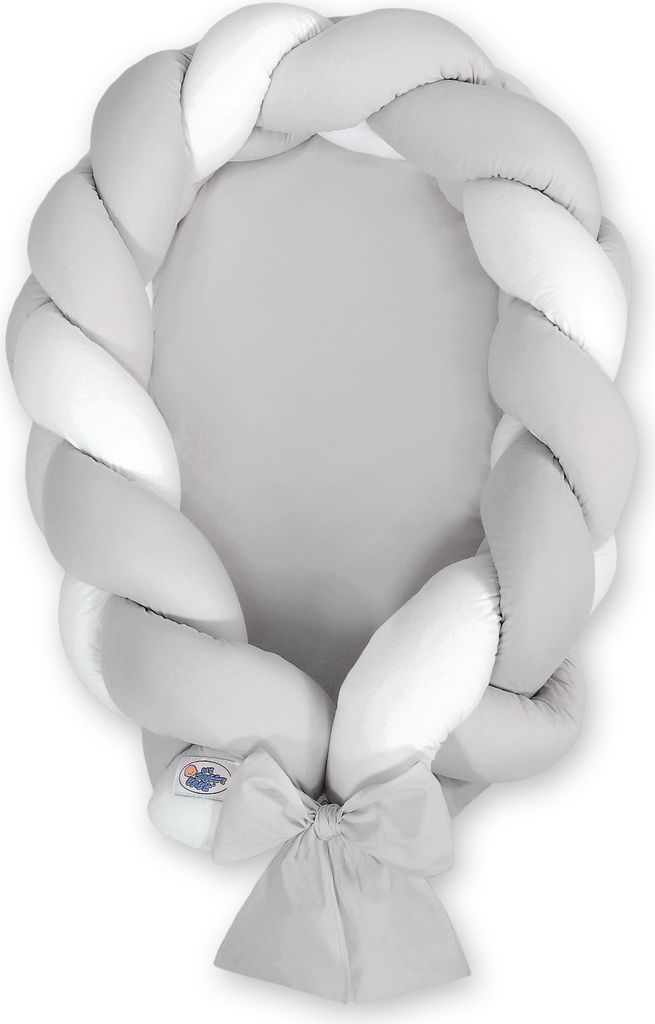 2-in-1 geflochtener Babykokon - weiß und grau