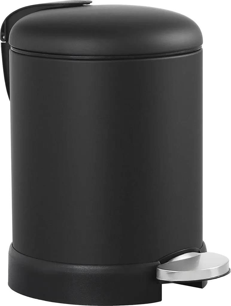 Poubelle à pédale pour salle de bain noire avec seau amovible - 5L
