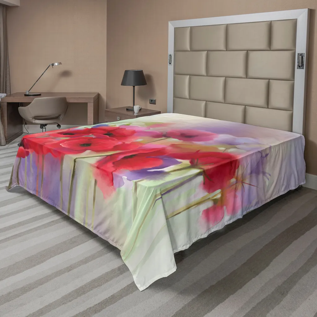 Drap de Lit Anti-Plis et Respirant Imprimé Fleurs pour Sommeil Doux