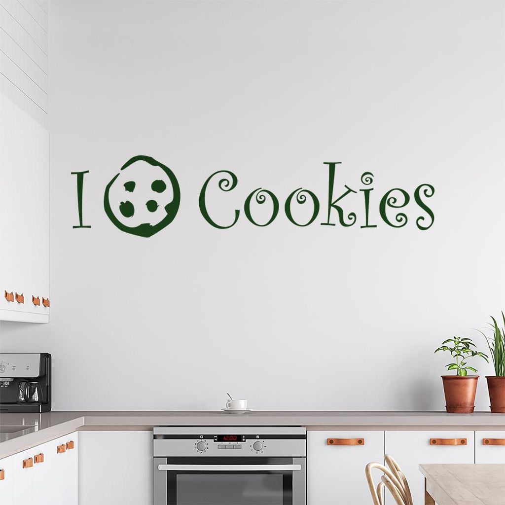 I love Cookies Wandtattoo in 6 Größen - Wandaufkleber Wall Sticker - Dekoration, Küche, Wohnzimmer, Schlafzimmer, Badezimmer