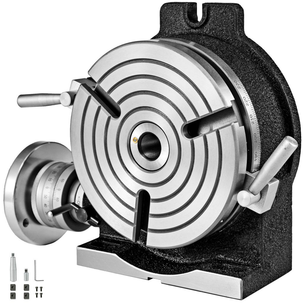 VEVOR Teilapparat Rundtisch 200mm Rundteiltisch Horizontal Vertikal Teilkopf Teilapparat schwenkbar zum Fräsen und Bohren