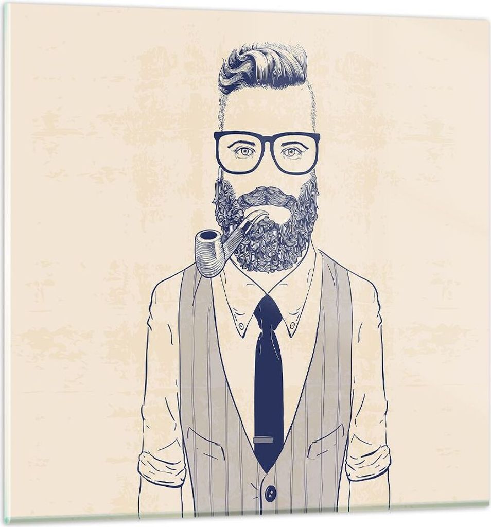 Bilder auf glas - Mann Pfeife - 30x30cm - Glasbilder - Wandbilder - Bilder - Kunstdruck - zum Aufhängen bereit - Wanddekoration aus Glas - Glas Bi...