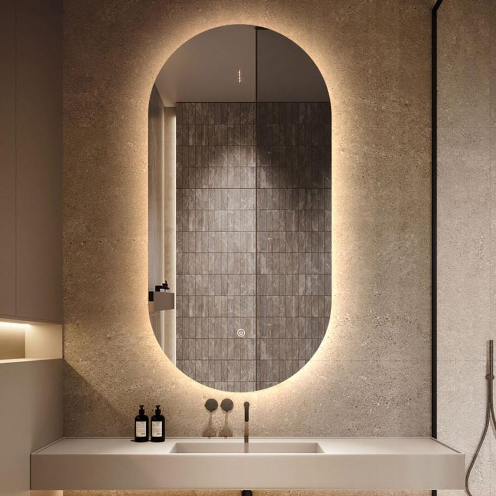 Specchio da bagno a LED ovale 50x100cm retroilluminato Immagine del prodotto 