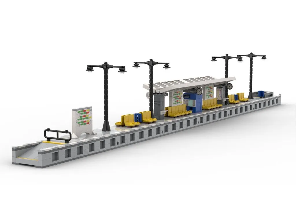 Maquette quai de gare urbain moderne - 1074 briques de construction train