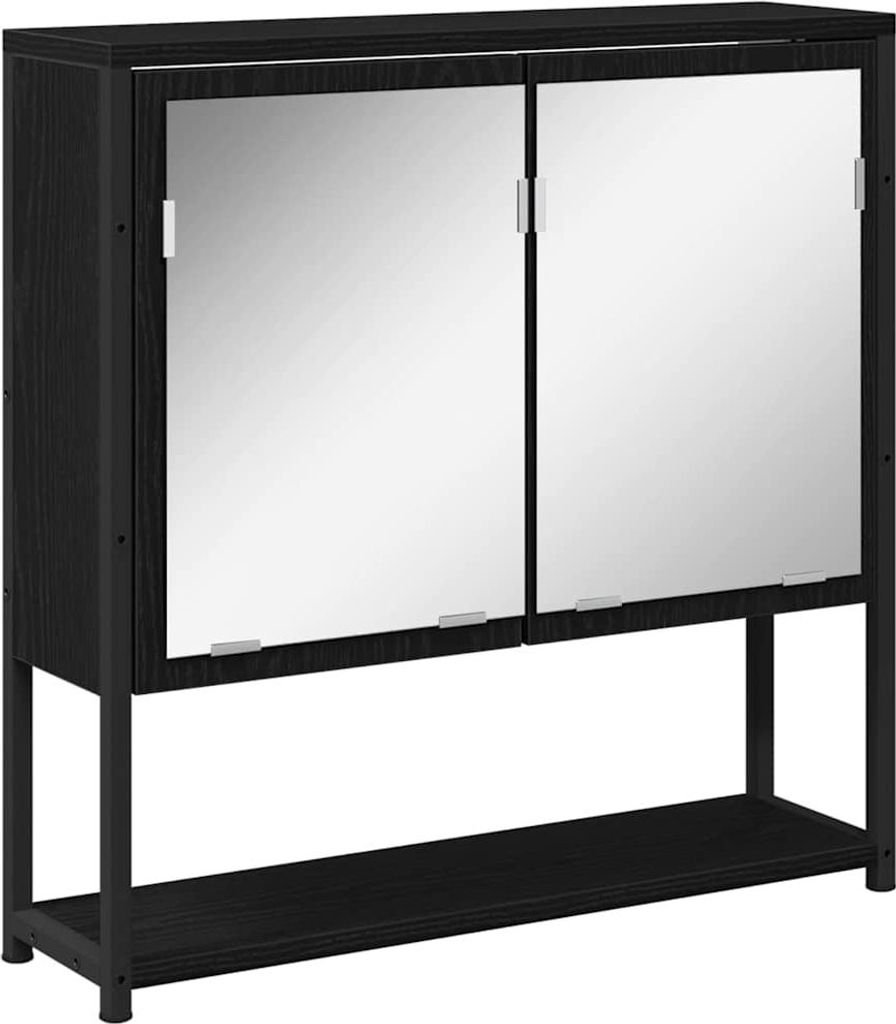 vidaXL Spiegelschrank mit Regal Schwarz Eichen-Optik 60 x 16 x 60 cm